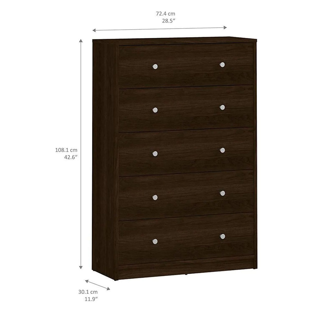 5 Drawer Chest Grey U6876