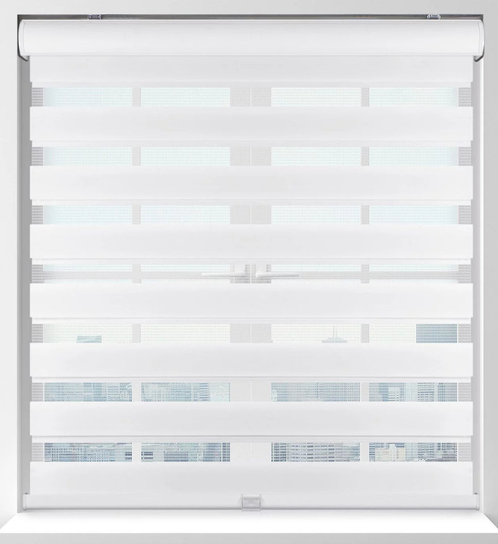 White Cordless Zebra Roller Shades 32.5"W x 60"H K380157