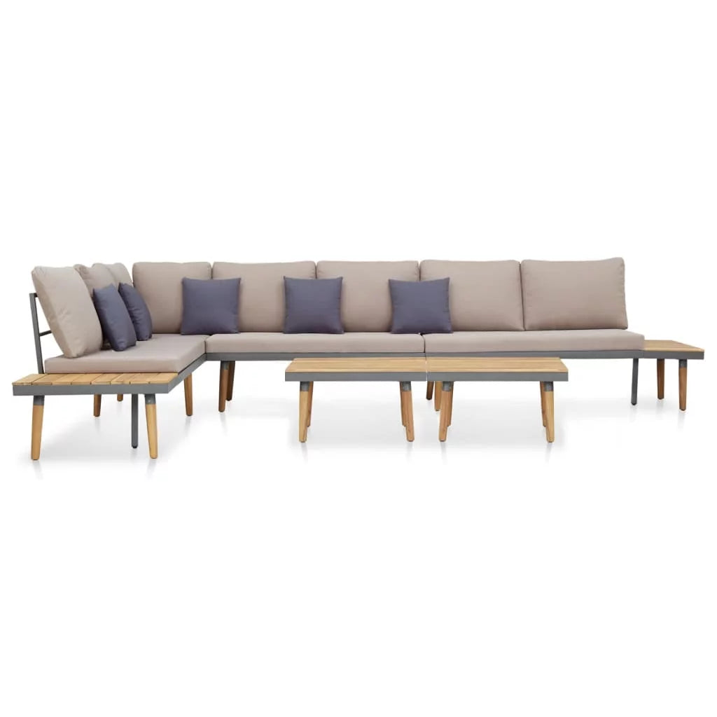 7-Seater Patio Lounge Set with Cushions Acacia Wood Brown X368705