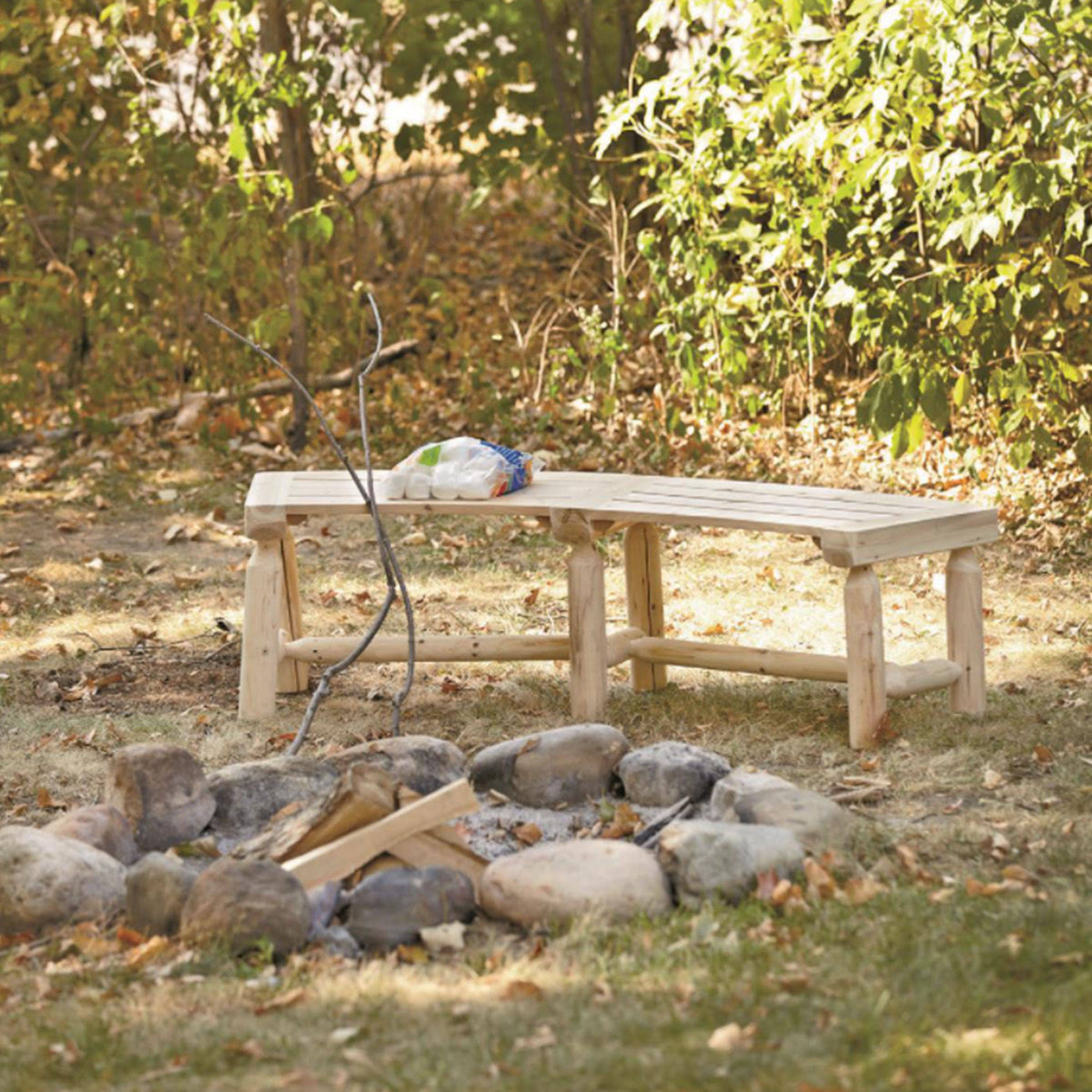 Log Fire Pit Bench G28440