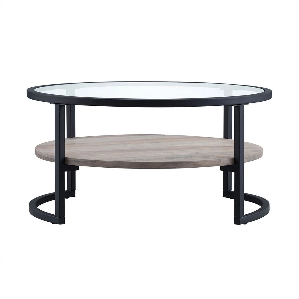 Round Metal Coffee Table in Black and Bronze H382