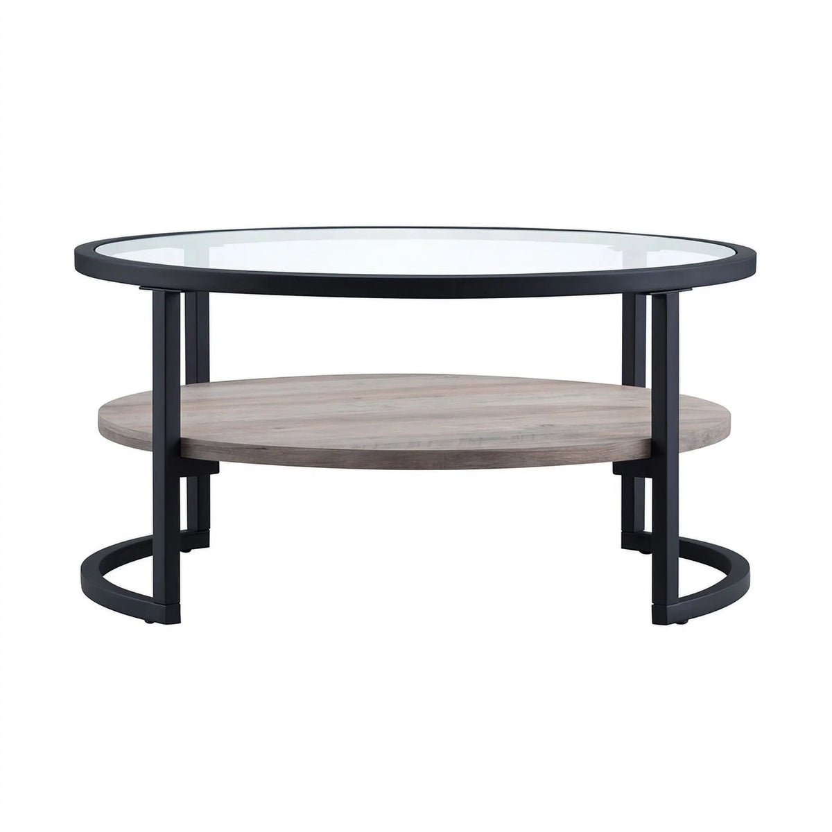 Round Metal Coffee Table in Black and Bronze H382