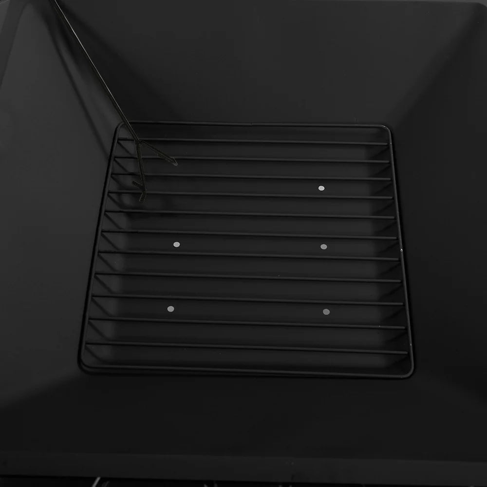 32 Wood Burning Fire Pit with Screen Lid and Poker, Black I593
