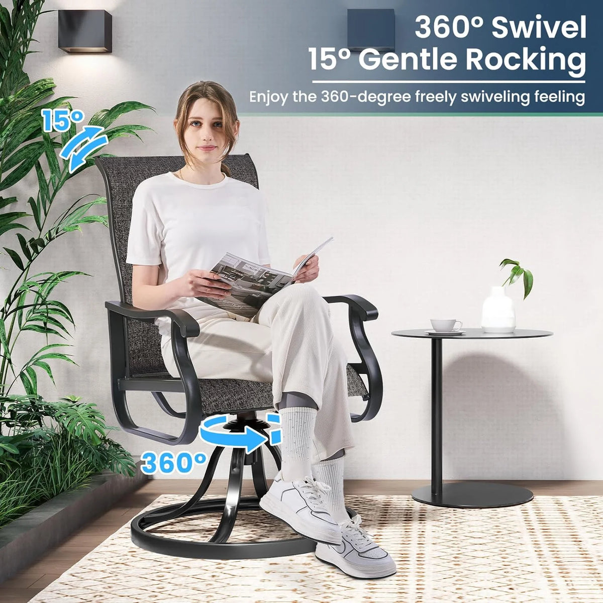 Set of 2 Swivel Outdoor Dining Chairs S331952