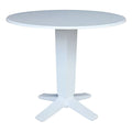 42" Round Solid Wood Dual Drop Leaf Pedestal Dining Table in White I557