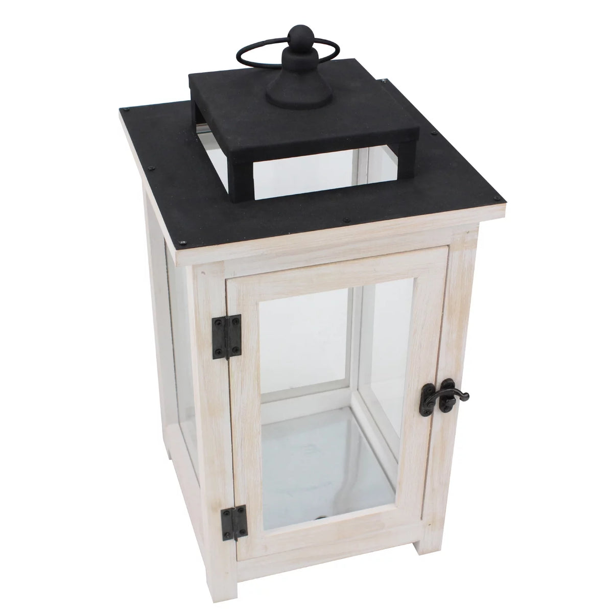Large White Wood & Metal Decorative Lantern D40298