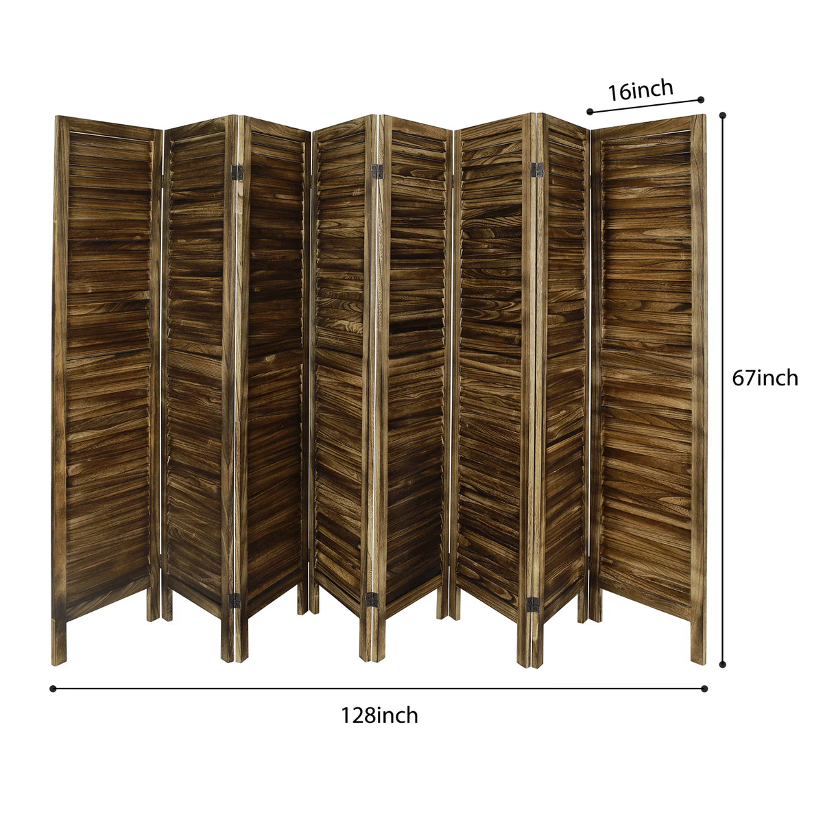 8 Panel Folding Room Divider Privacy Screen 5.6Ft Tall Brown V28880