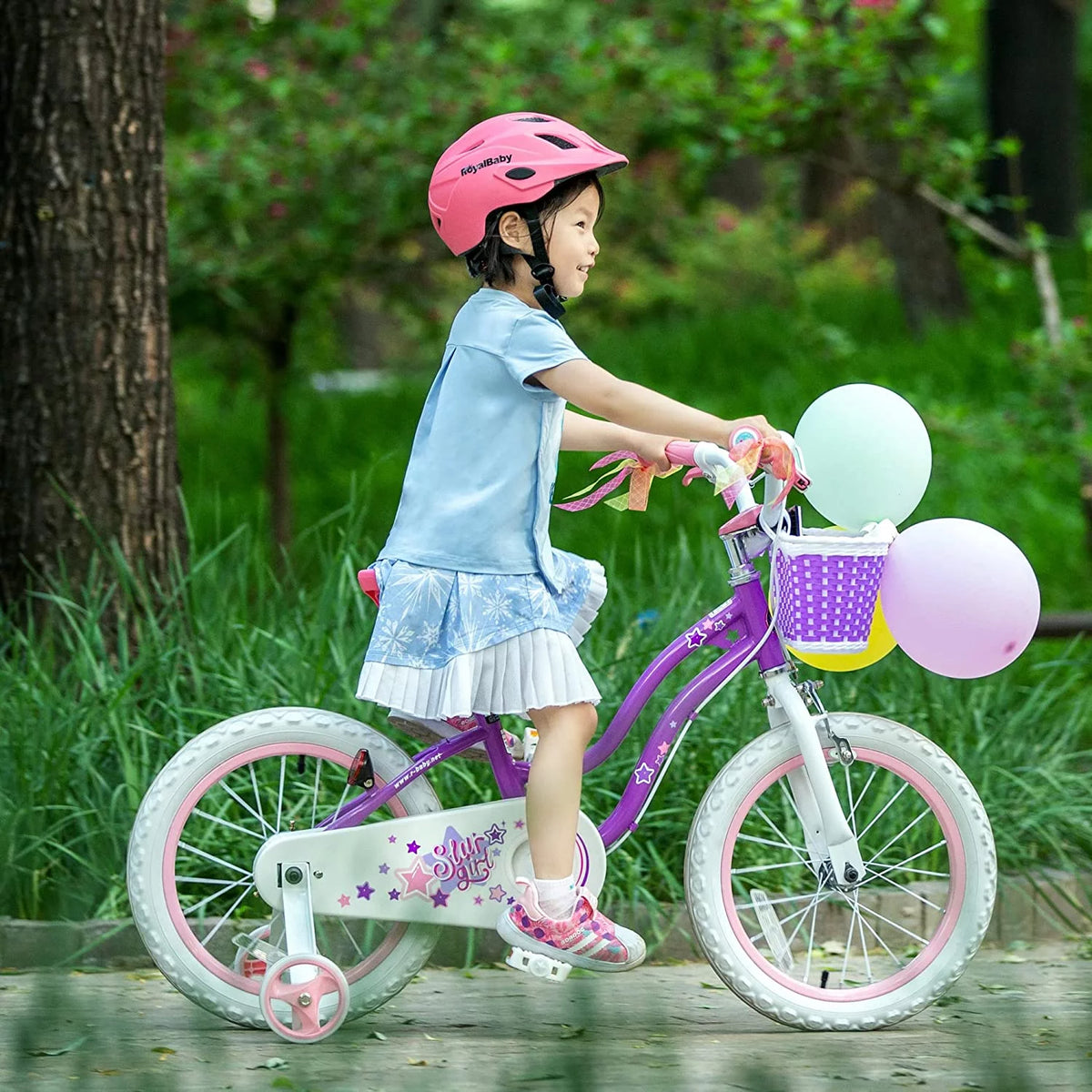 Blue 12 In Kids Bike with Basket Training Wheels A531