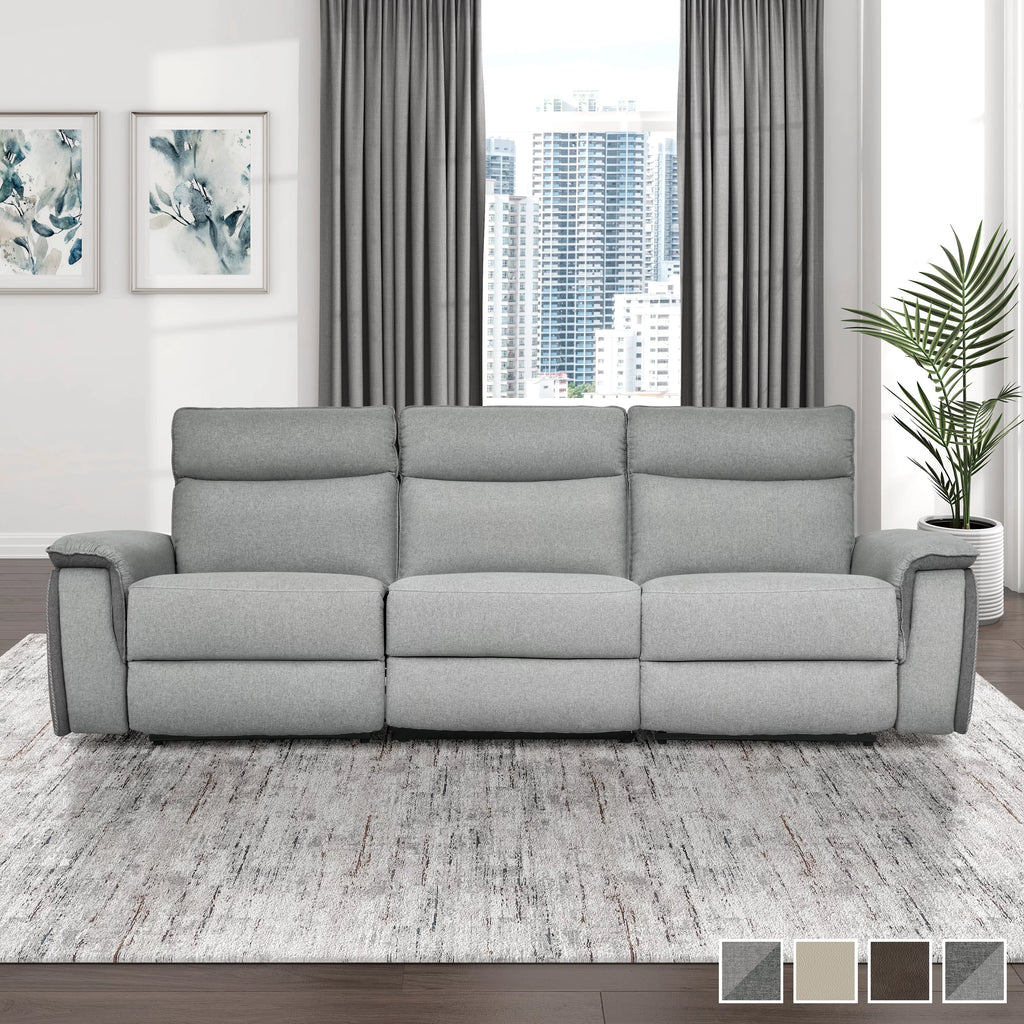 Dark Brown Leather Polyester Double Reclining Sofa V6806
