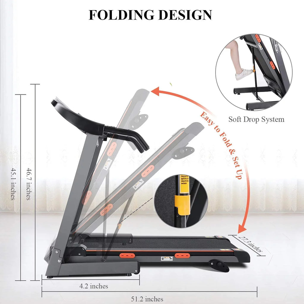 Foldable Electric Treadmill with 15 Pre-Set Programs T945