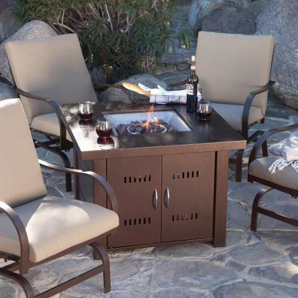 Propane Fire Pit Hammered Bronze and Stainless Steel Finish Q311669