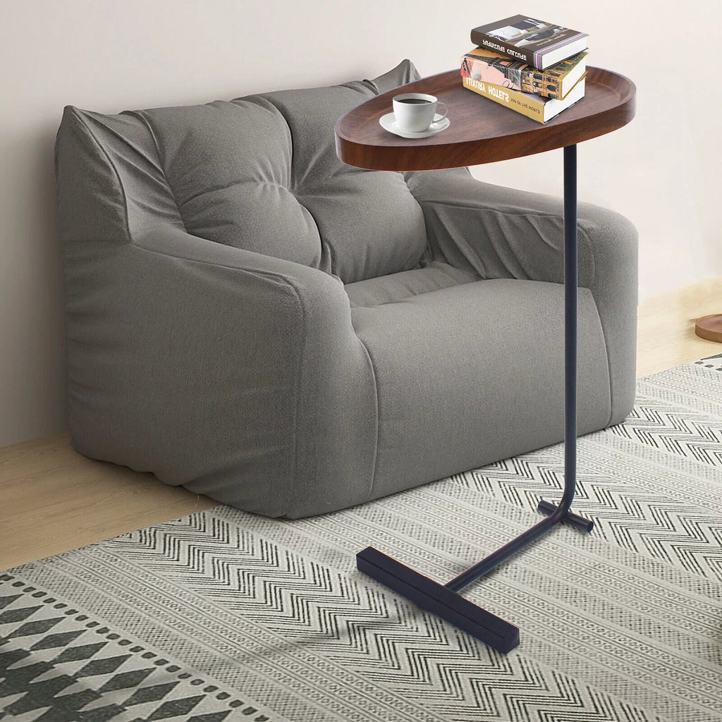 C-shaped Coffee Laptop Table Metal Walnut Wood K304