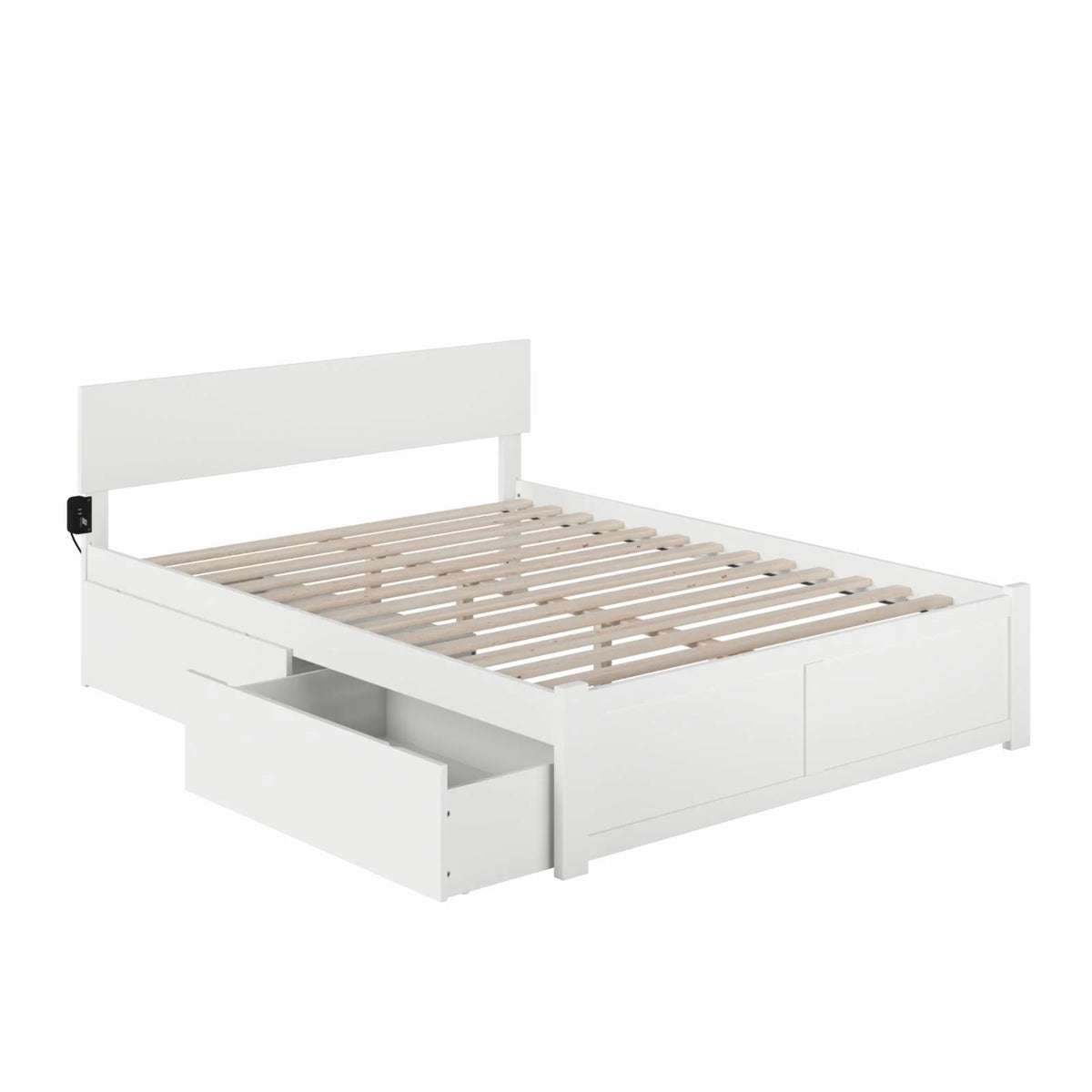 King Solid Wood Bed with Storage Drawers in White F19107