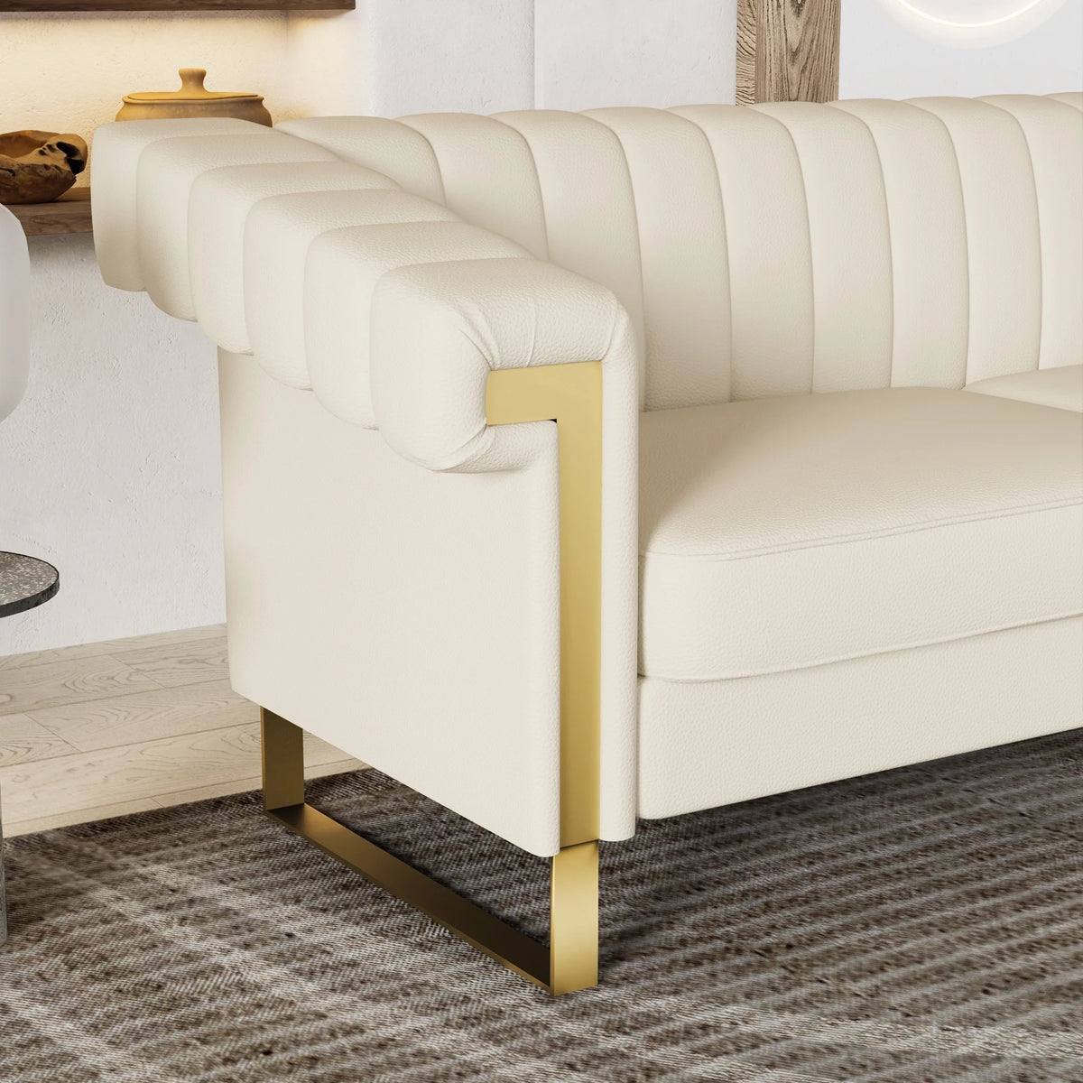 3 Seater Faux Leather Sofa with Removable Cushions R98010