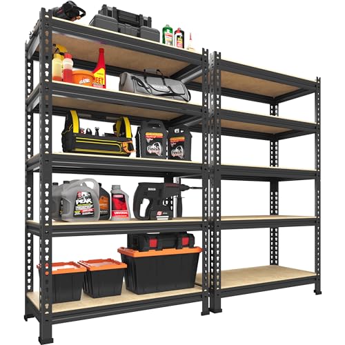 2 Pack 5 Tier Heavy Duty Adjustable Metal Storage Shelves G21276