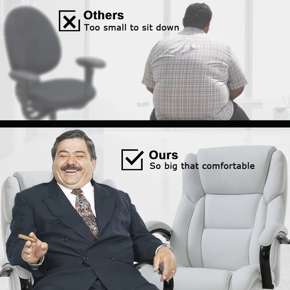 White Wide Seat Ergonomic High Back Office Chair with Lumbar Support L889