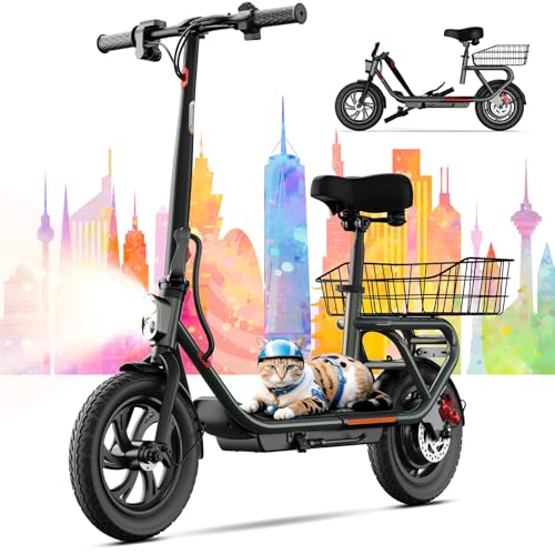 Electric Scooter with Seat, 12" Pneumatic Tire, Foldable P70475