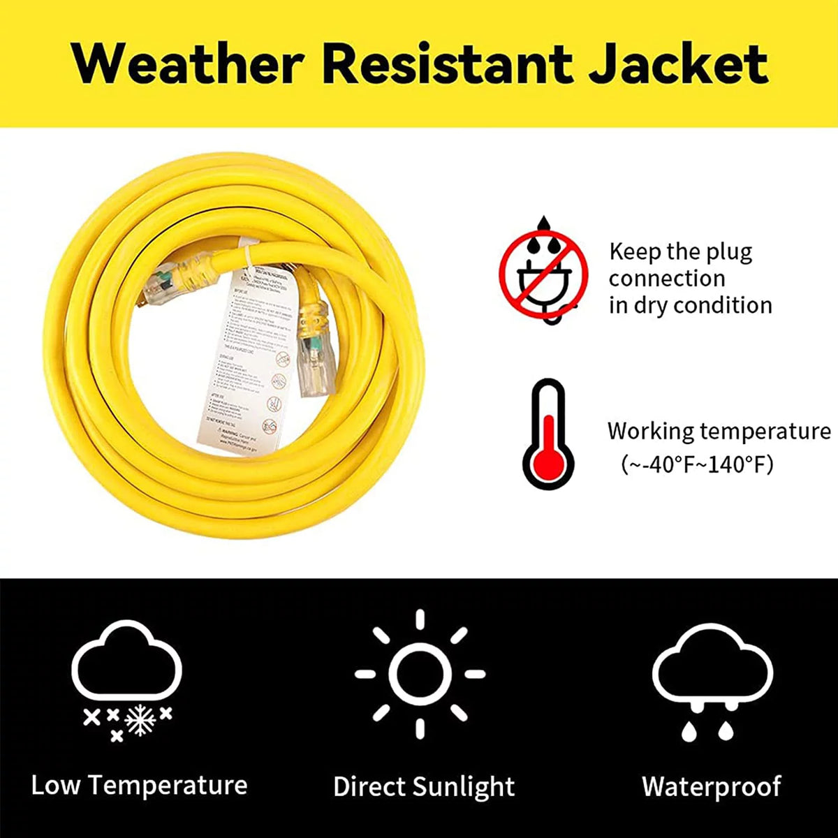 25 Ft 10/3 SJTW Yellow Outdoor/Indoor Extension Cord H512747