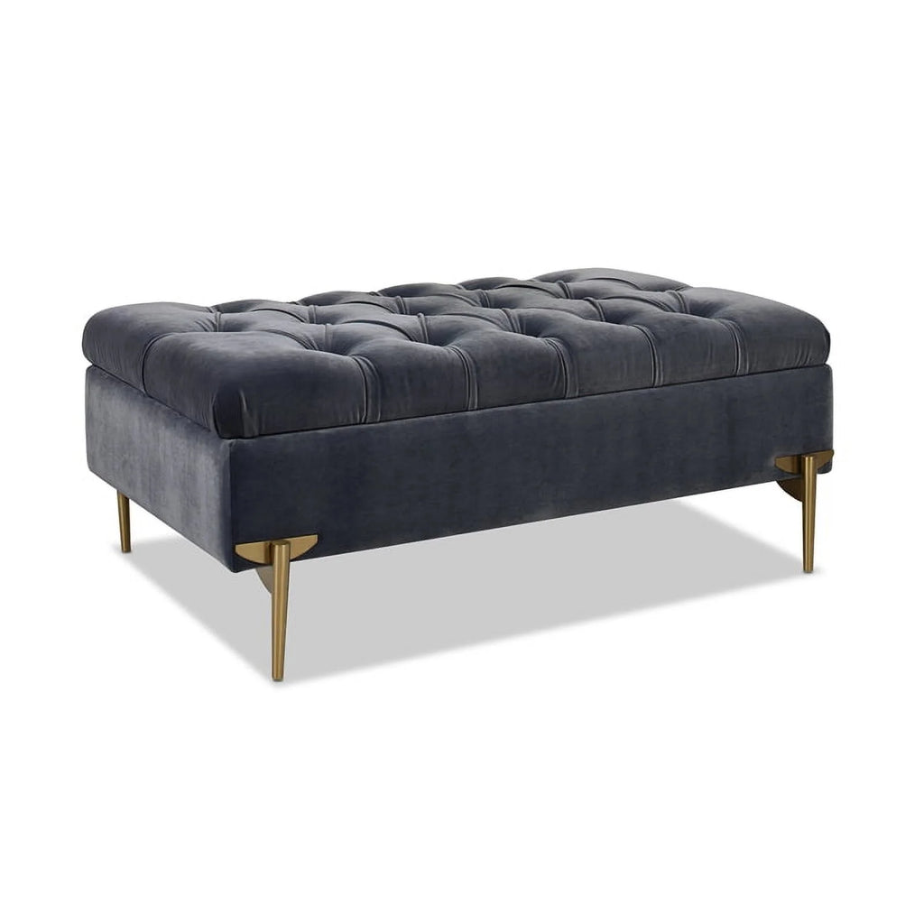 Upholstered Storage Bench Ottoman Steel Gray W2264