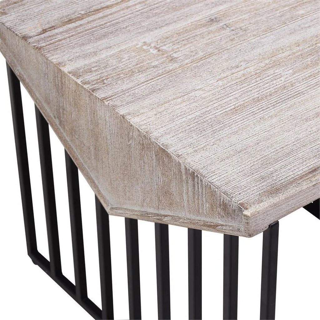 Large Wood Top & Metal Base End Table Set of 2 H7326