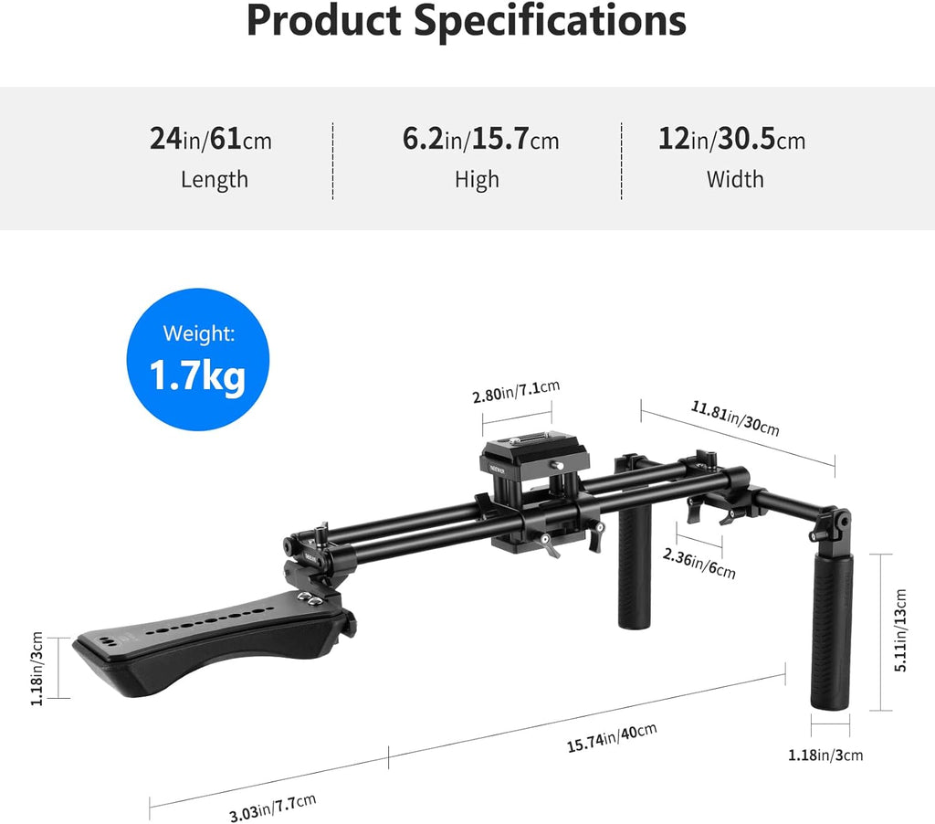Aluminum Alloy Camera Shoulder Rig with 15mm Rod P61188