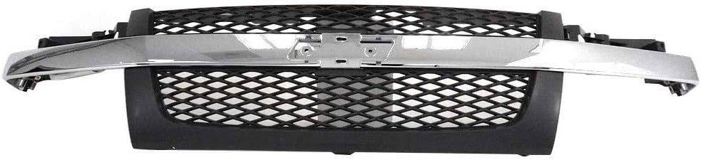 Painted Dark Gray Grille Frame Mesh Insert Chrome Bar Molding O489425