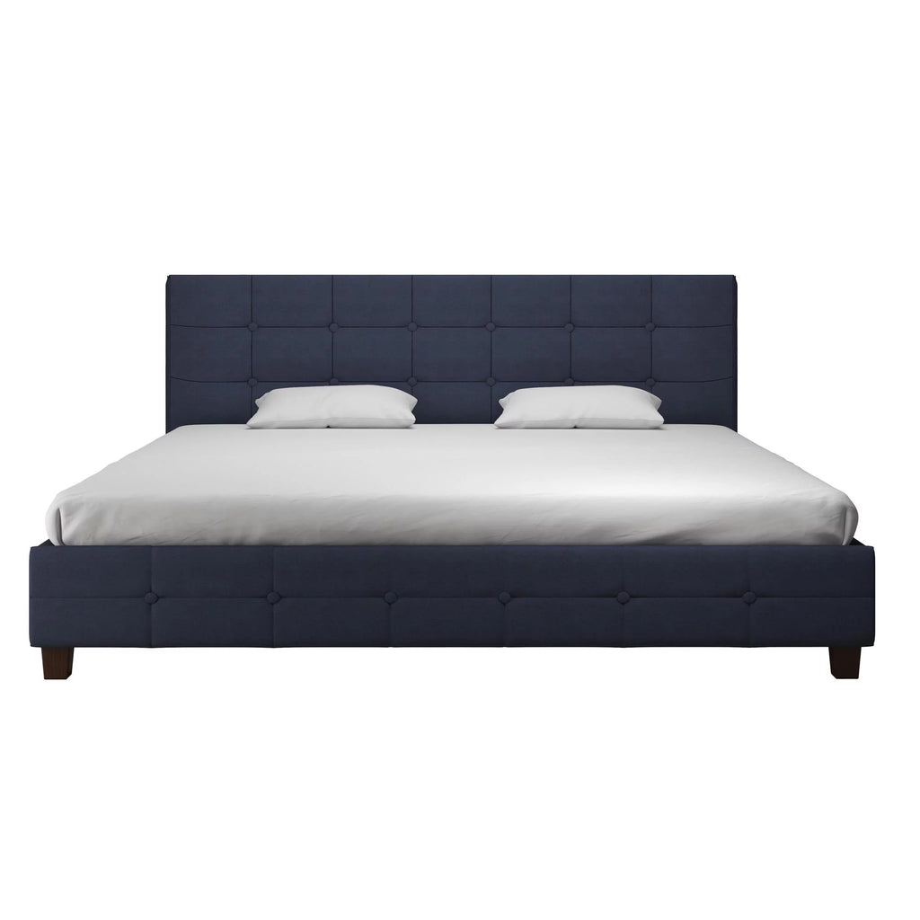 Black Linen King Upholstered Platform Bed Frame M28852