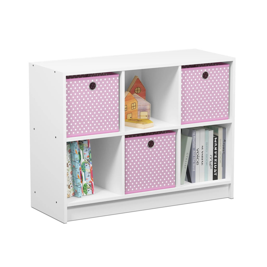 6 Cube Storage Organizer Bookcase with Bins M5448