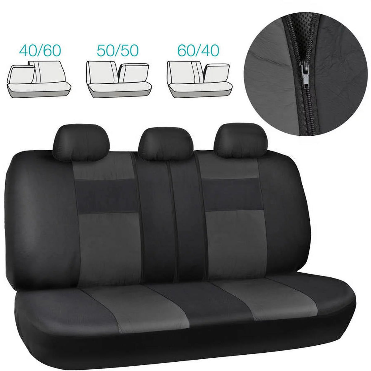 2-Tone PU Leather Car Seat Covers with Steering Wheel Cover N1682