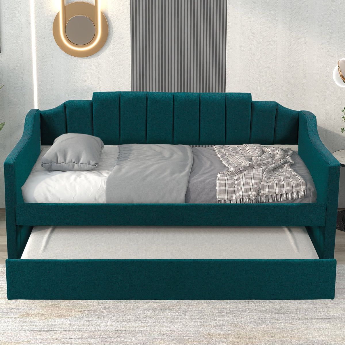 Upholstered Twin Daybed with Trundle N128