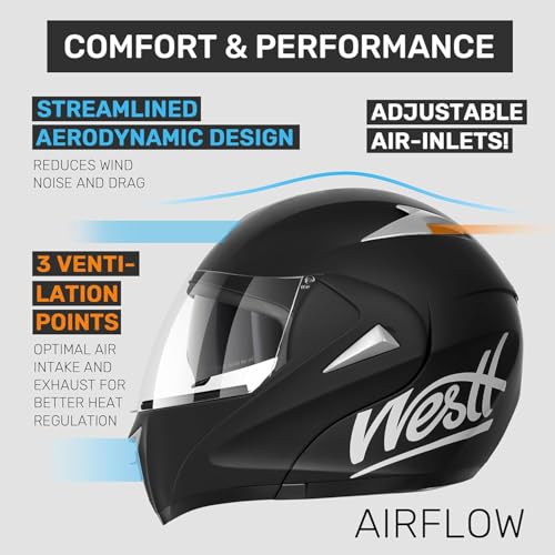 Modular Motorcycle Helmet with Dual Visor Full Face Flip Up T615802