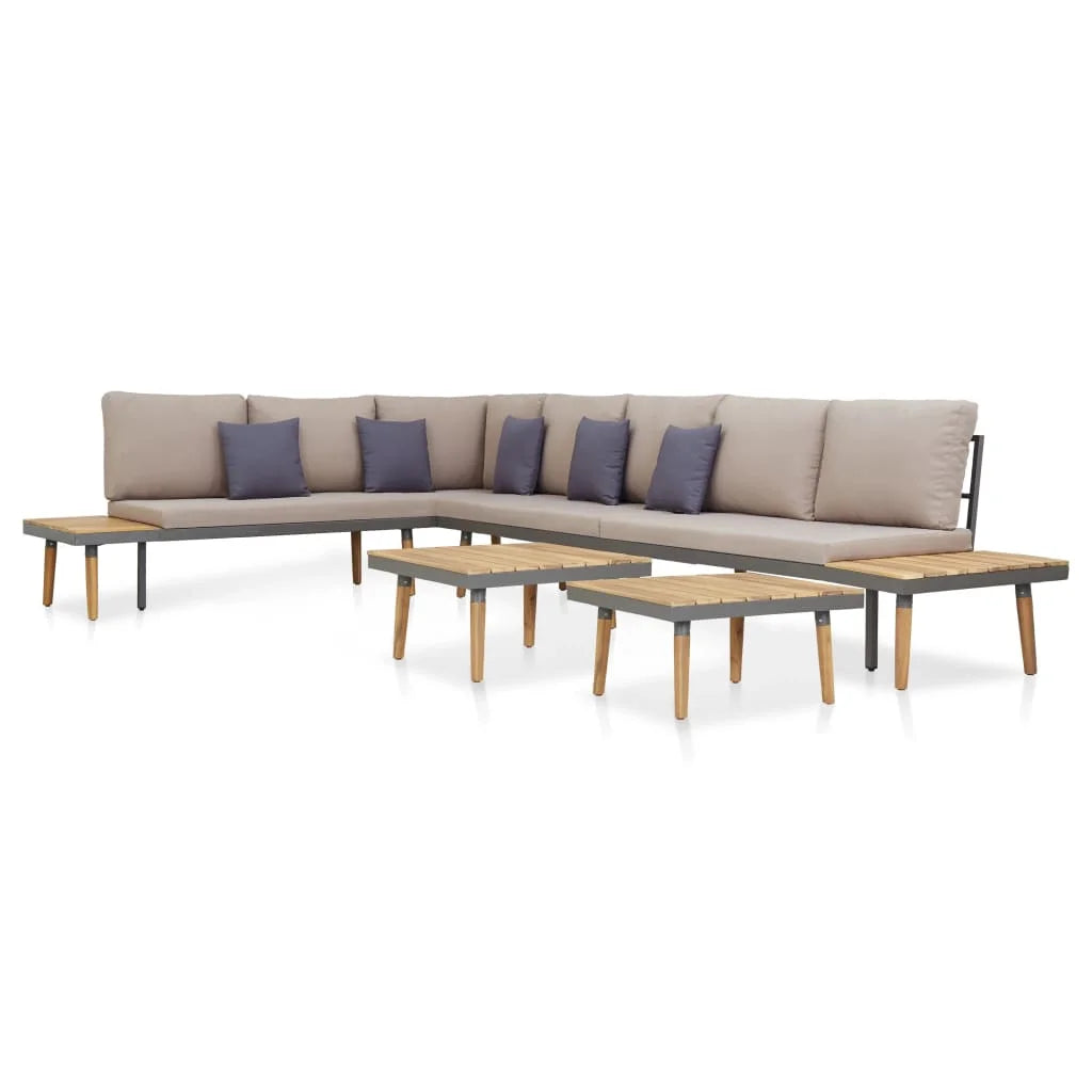 7-Seater Patio Lounge Set with Cushions Acacia Wood Brown X368705