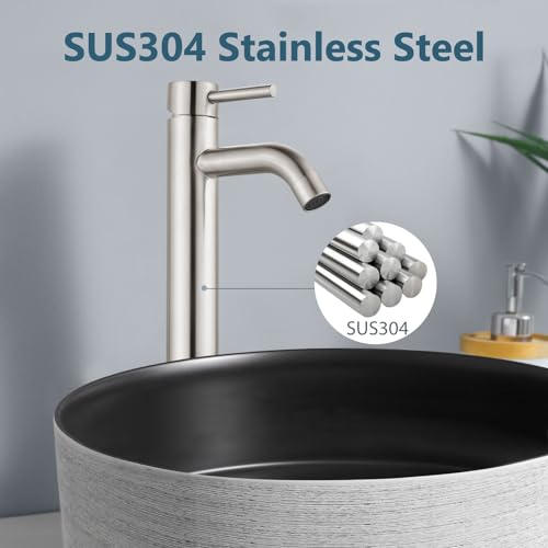 Matte Black Tall Stainless Steel Vessel Sink Faucet O333