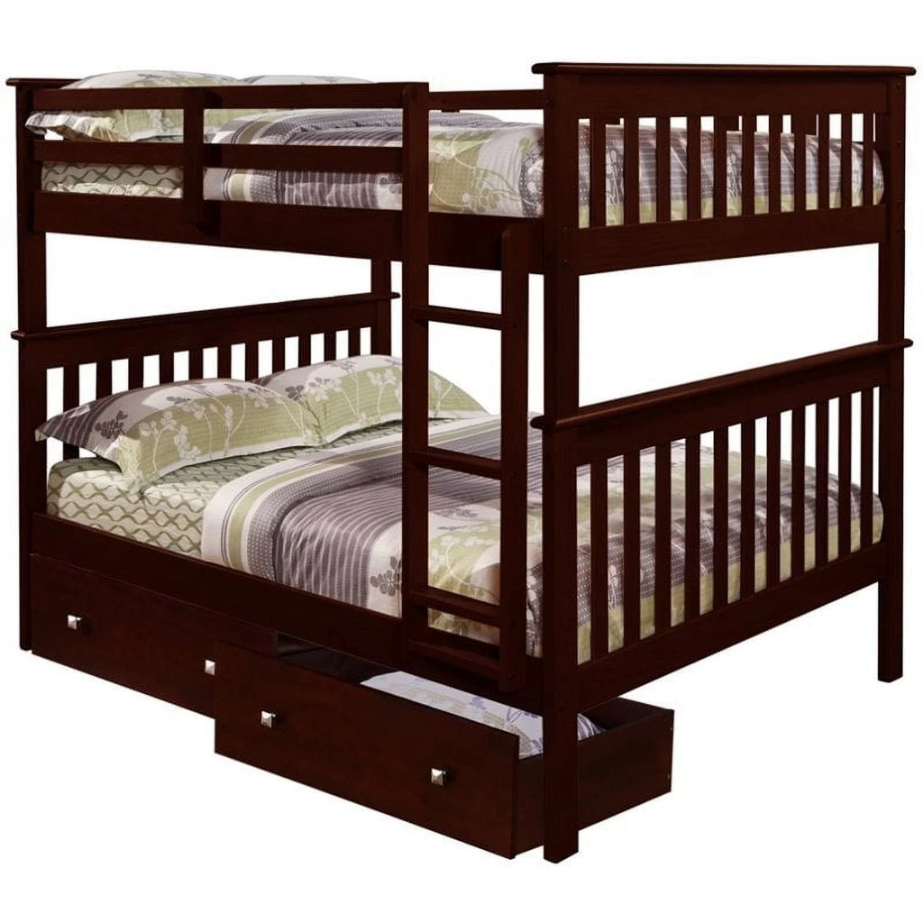 Full Over Solid Wood Bunk Bed with Drawers P588