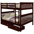 Full Over Solid Wood Bunk Bed with Drawers P588