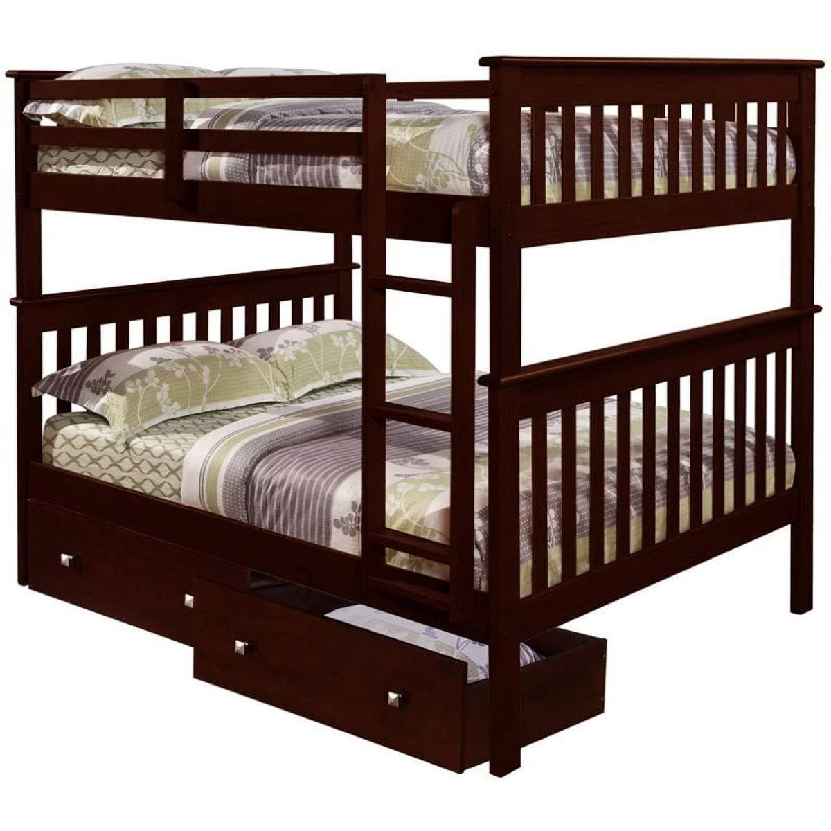 Full Over Solid Wood Bunk Bed with Drawers P588