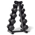 150 lb Rubber Hex Dumbbell Set with Rack T90240