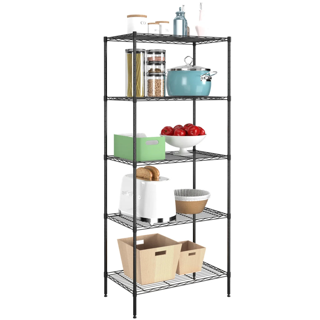 5-Shelf Adjustable Metal Wire Shelving Unit 24" L x 14" W x 60" H Black X262
