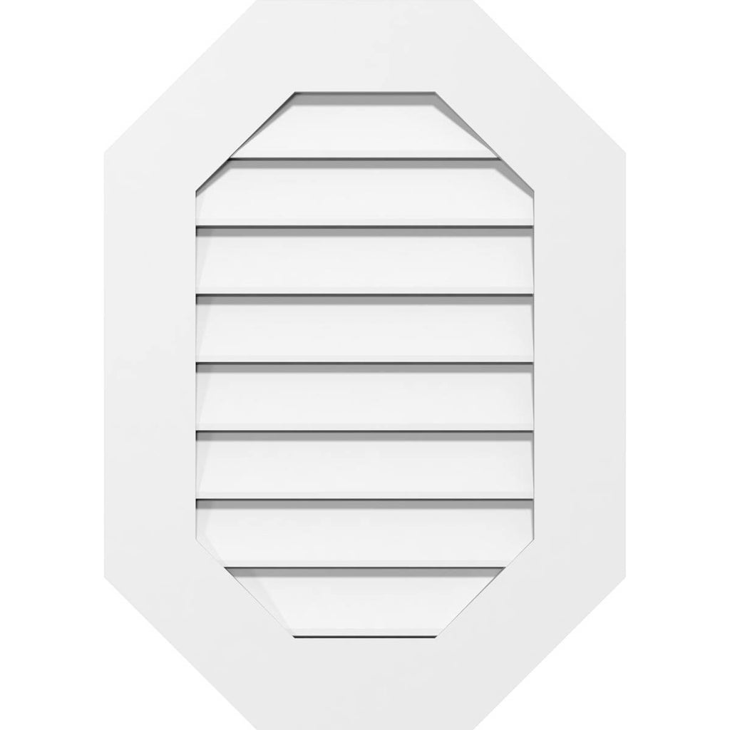 Vertical Elongated Octagon Surface Mount PVC Gable Vent E997926