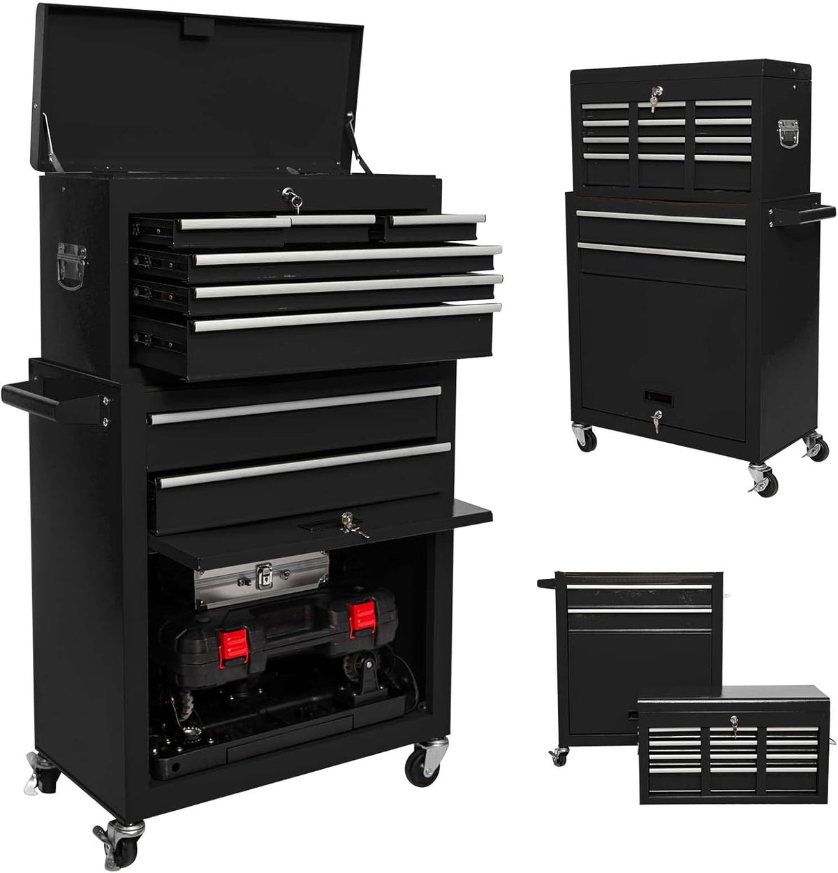 8 Drawer Rolling Tool Chest with Lock and 4 Wheels W853