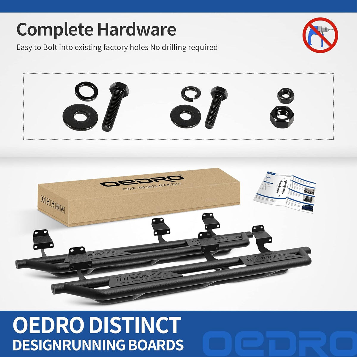 Running Boards Side Step Rails Nerf Bars Textured Black V54048
