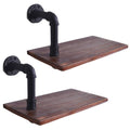 Weathered Wood and Black Pipe Wall Shelves Q359