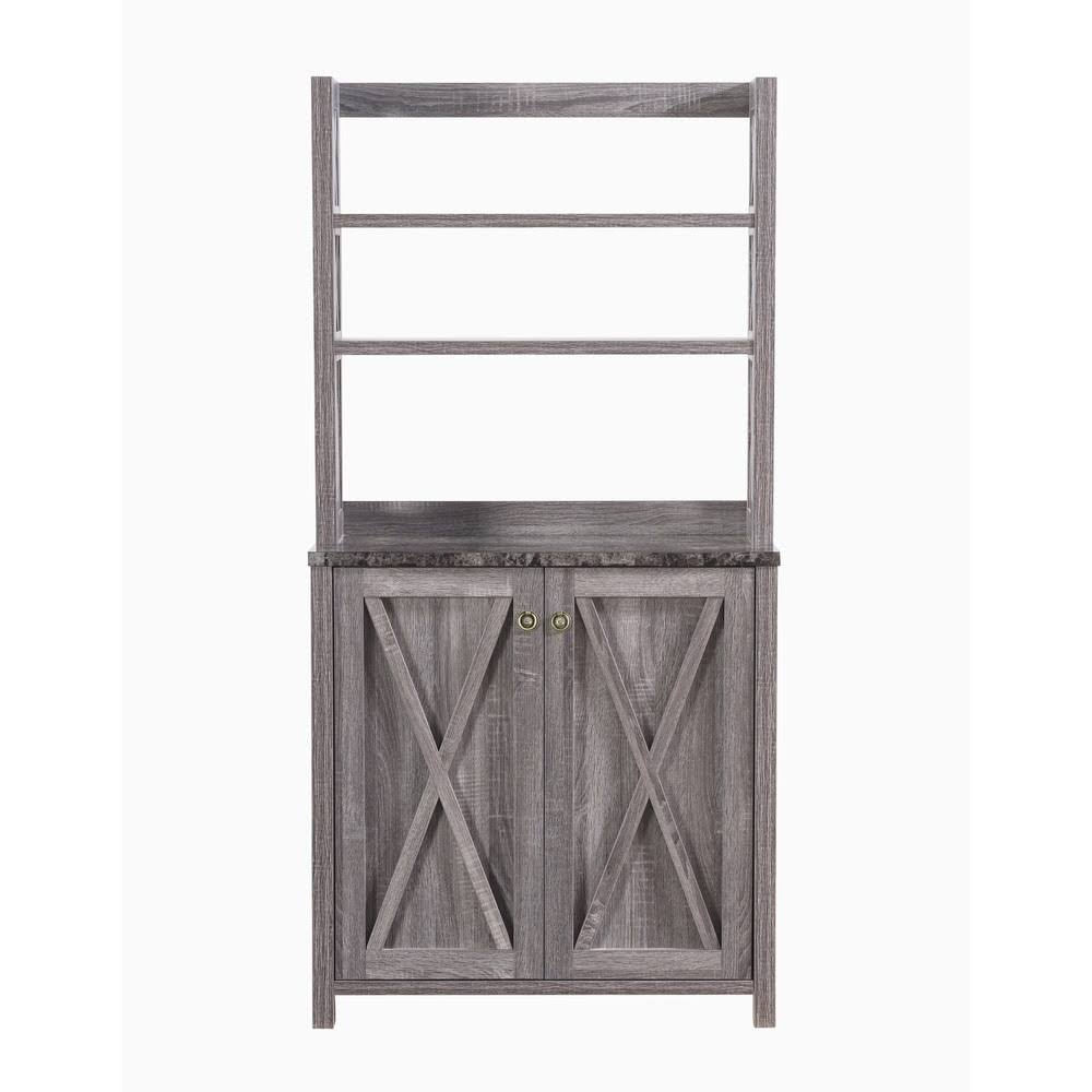Rustic Grey Multi Shelf Microwave Cabinet Y8463
