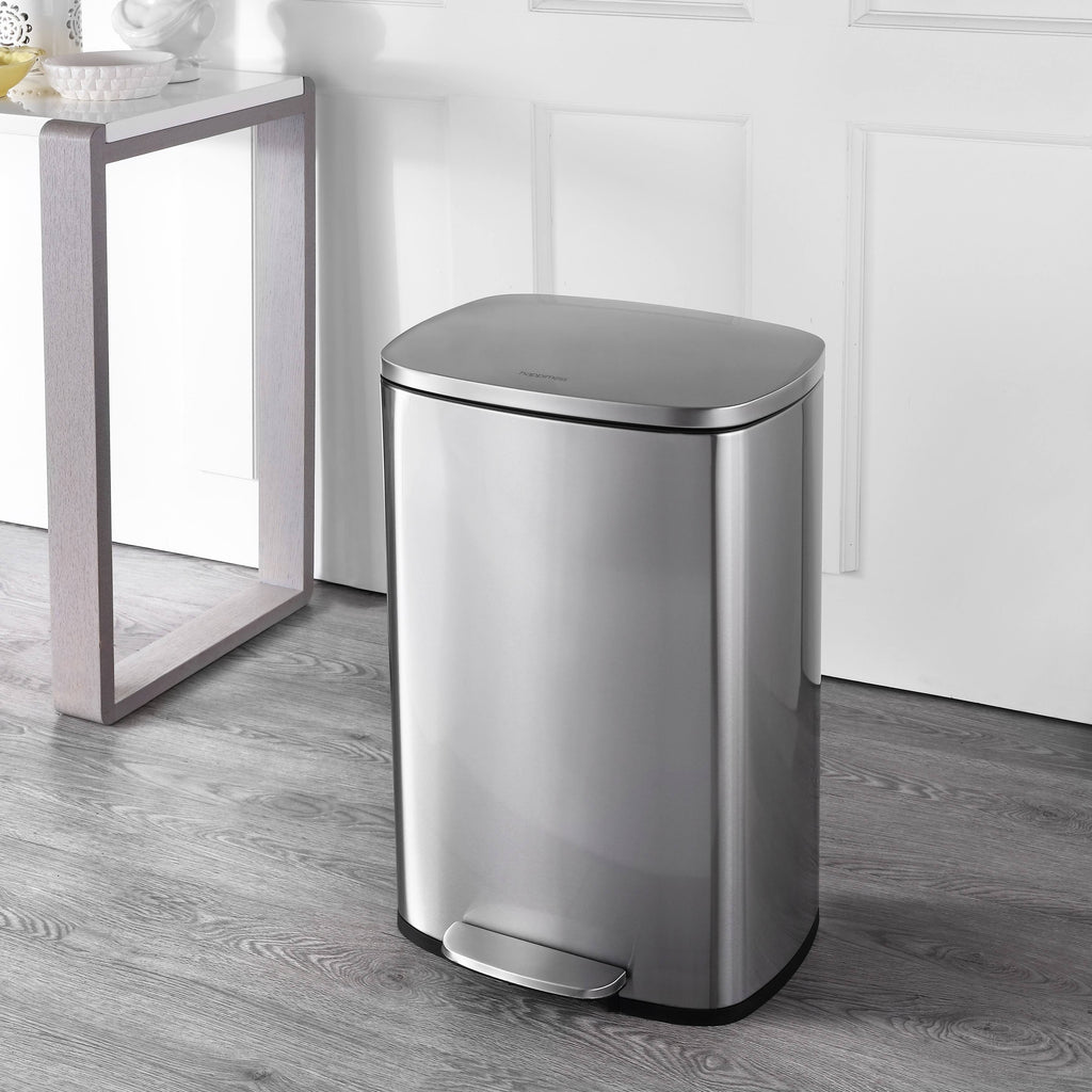 13-Gallon Stainless Steel Trash Can with Soft-Close Lid E7651