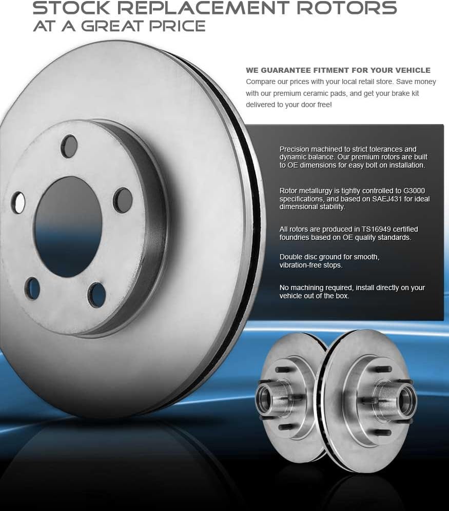 330 mm 6 Lug Brake Disc Rotors + Ceramic Brake Pads + Clips T8990