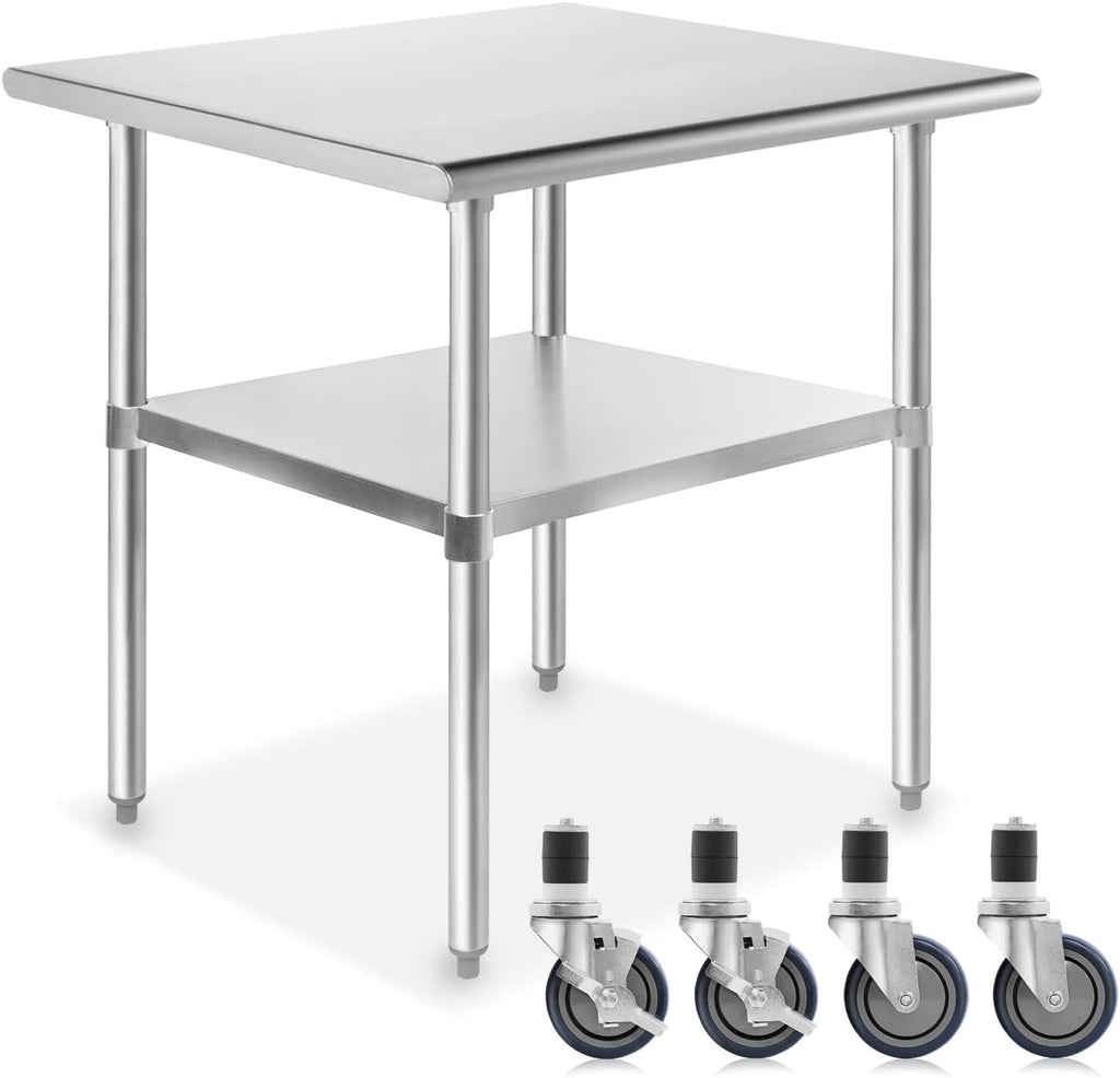 Stainless Steel Commercial Work Table with 4 Casters 48 in. x 24 in. D389