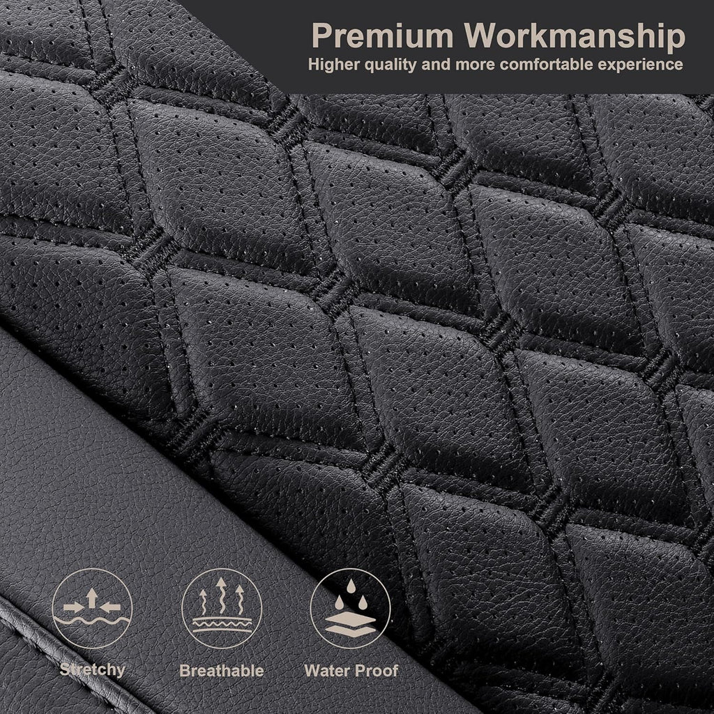 Black Pu Leather Car Seat Covers Full Set S34559