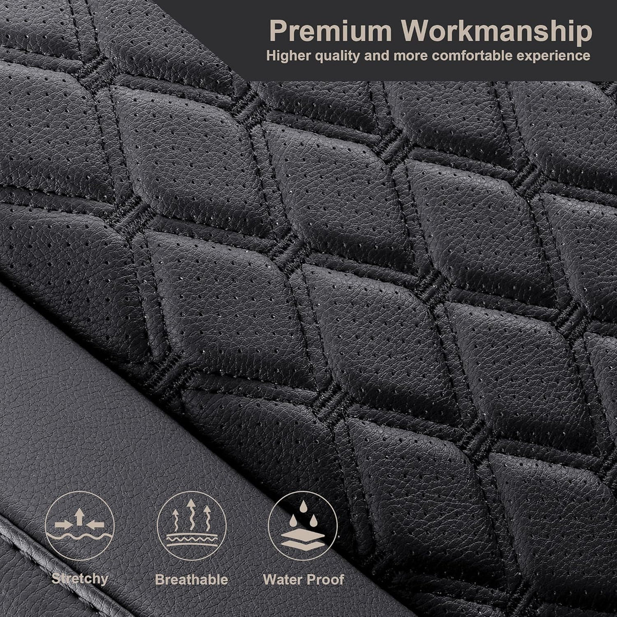 Black Pu Leather Car Seat Covers Full Set S34559