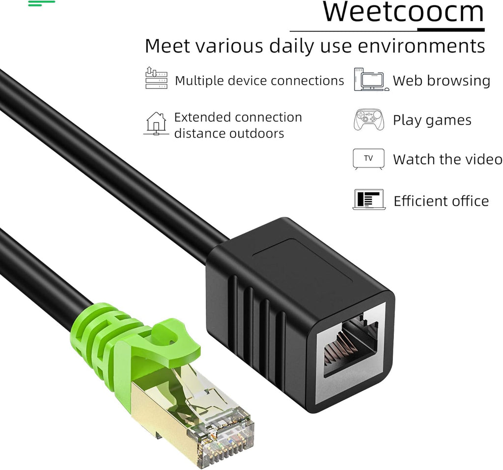 Ethernet Extension Cable 25ft Cat6a Shielded RJ45 Male to Female H349952