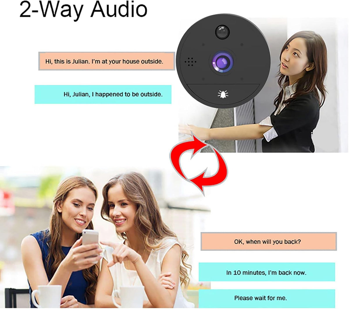 Digital Peephole Door Viewer WiFi Doorbell Camera 1080P Video Intercom 4.3 inch Monitor P2410